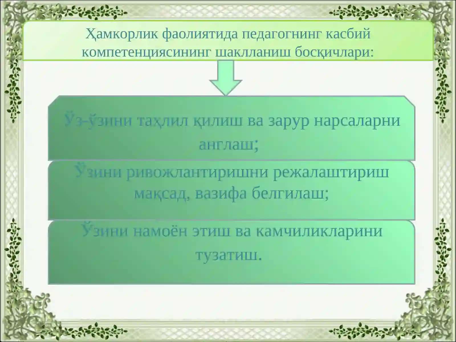 Касбий компетенциянингривожланиш босқичлари 3