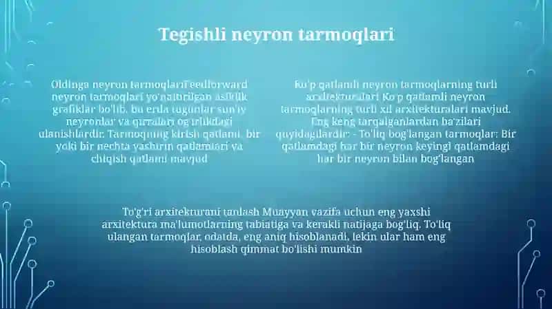 KoʻP Qatlamli Neyron ToʻRlarining Turli Sxemalari 3