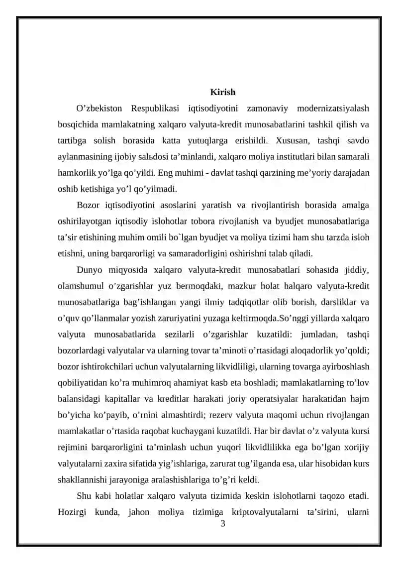 Xalqaro valyuta tizimlari va ularning o'zgarishi 3