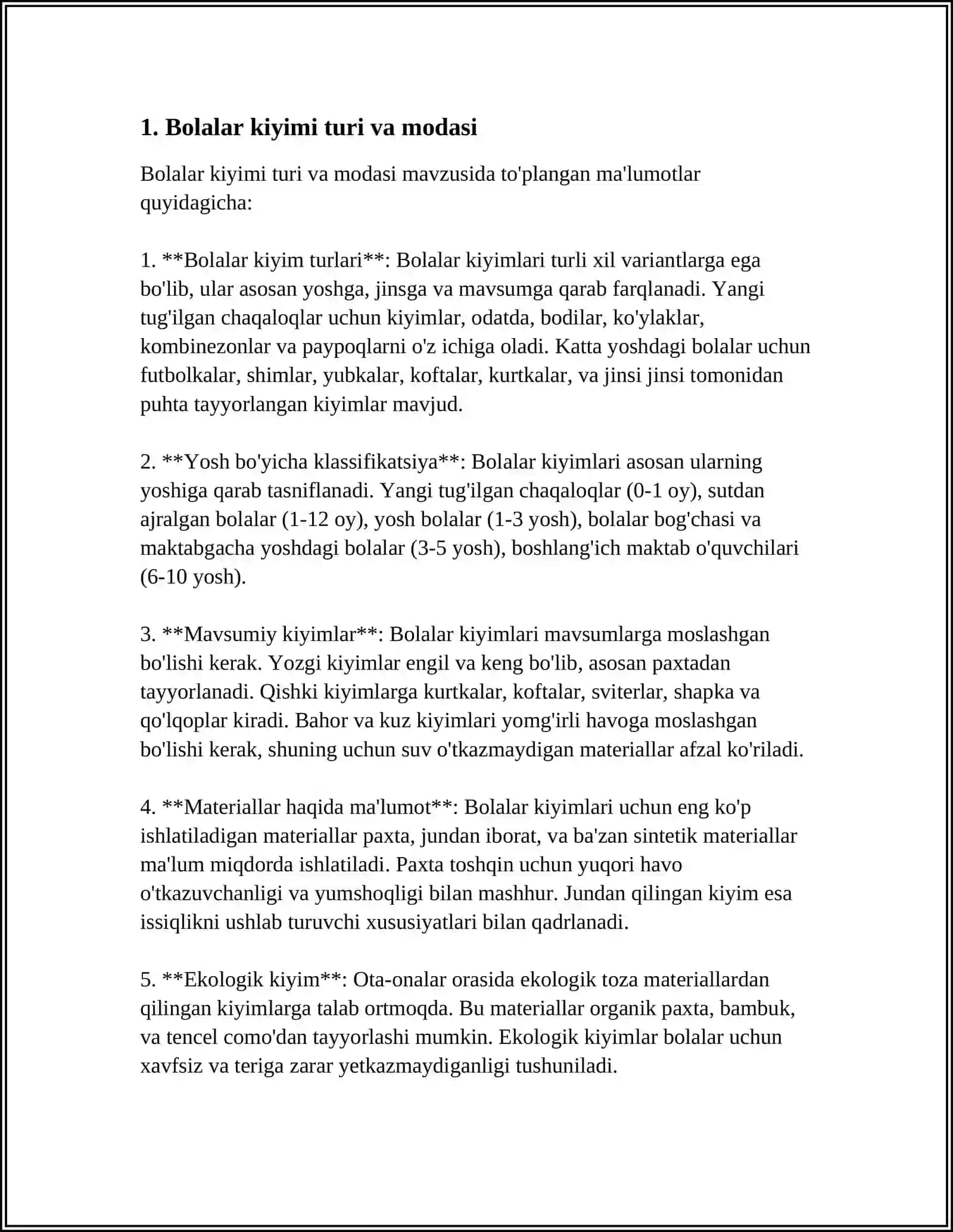 BOLALAR KIYIMI MAKETINI TAYYORLASH VA QOMATDA TEKSHIRISH 3