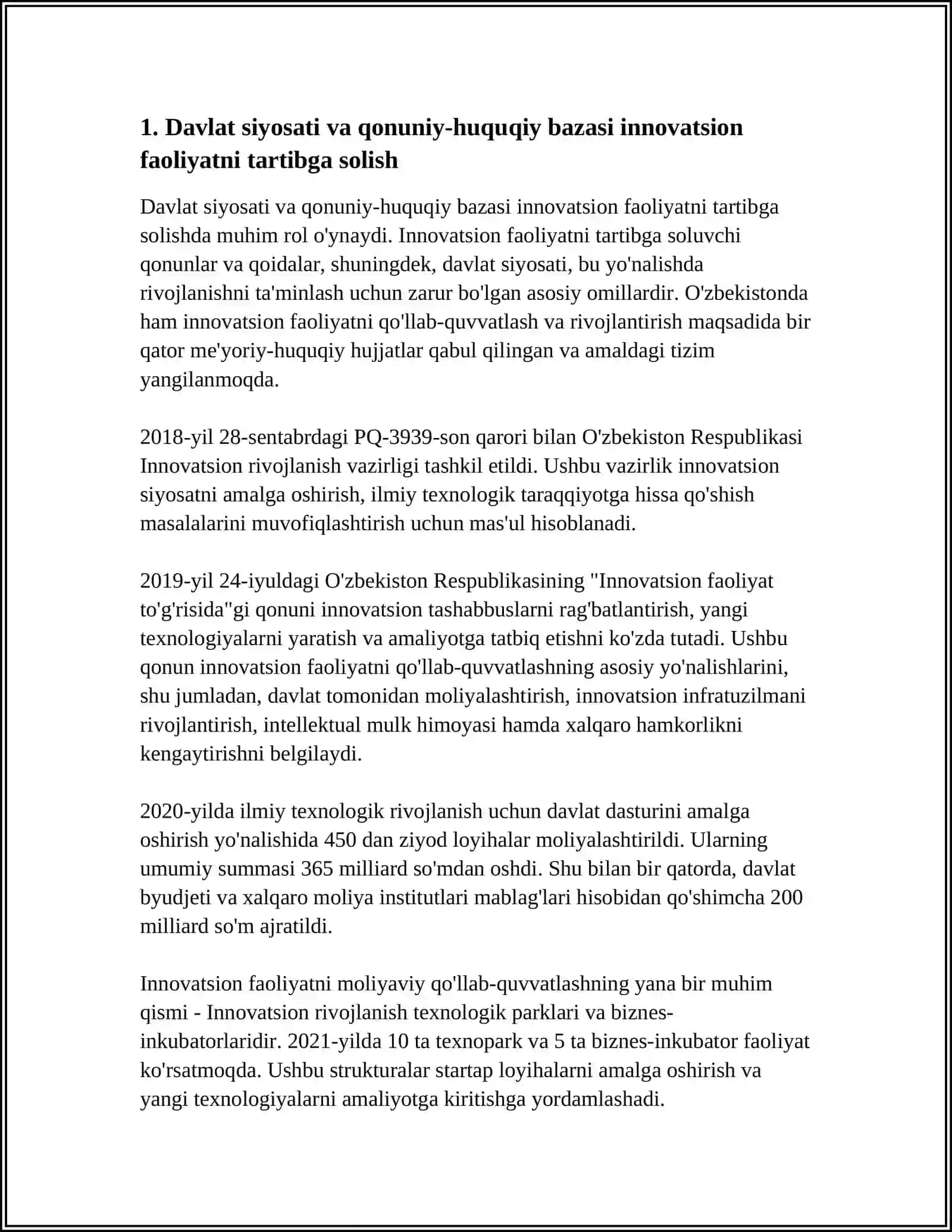 INNOVATSION FAOLIYATNI DAVLAT TOMONIDAN TARTIBGA SOLISH MEXANIZMLARI 3