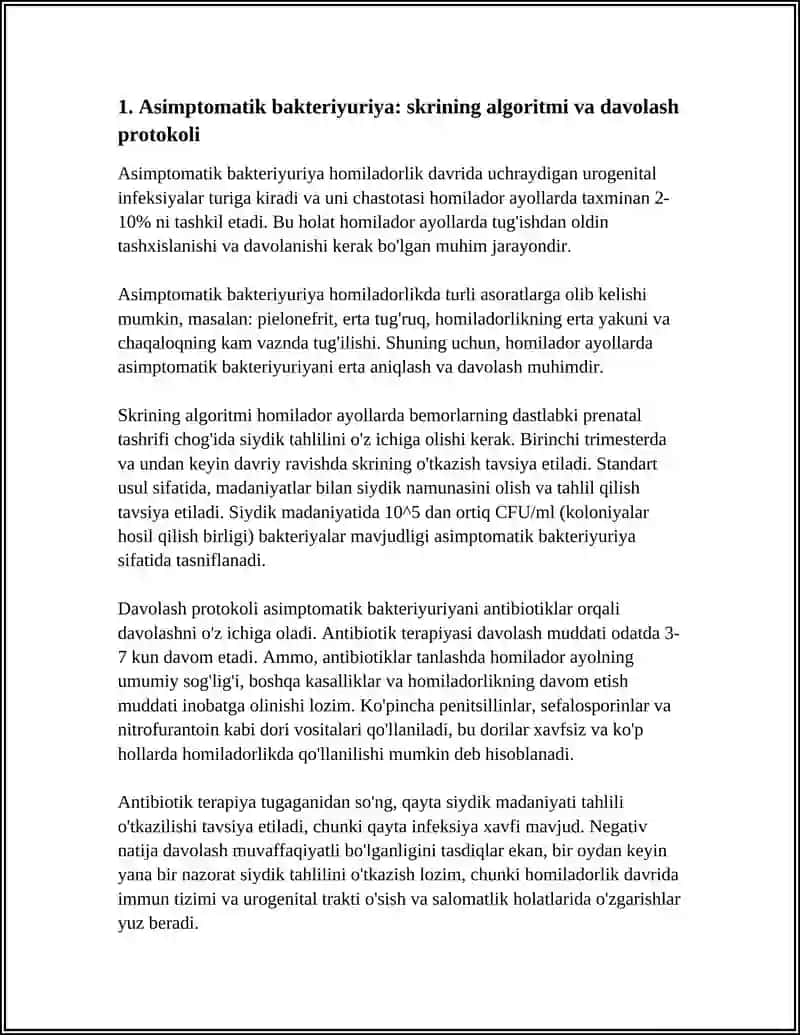 HOMILADORLIKDA UROGENITAL INFEKSIYASI, TASHXISLASH VA DAVOLASH 3