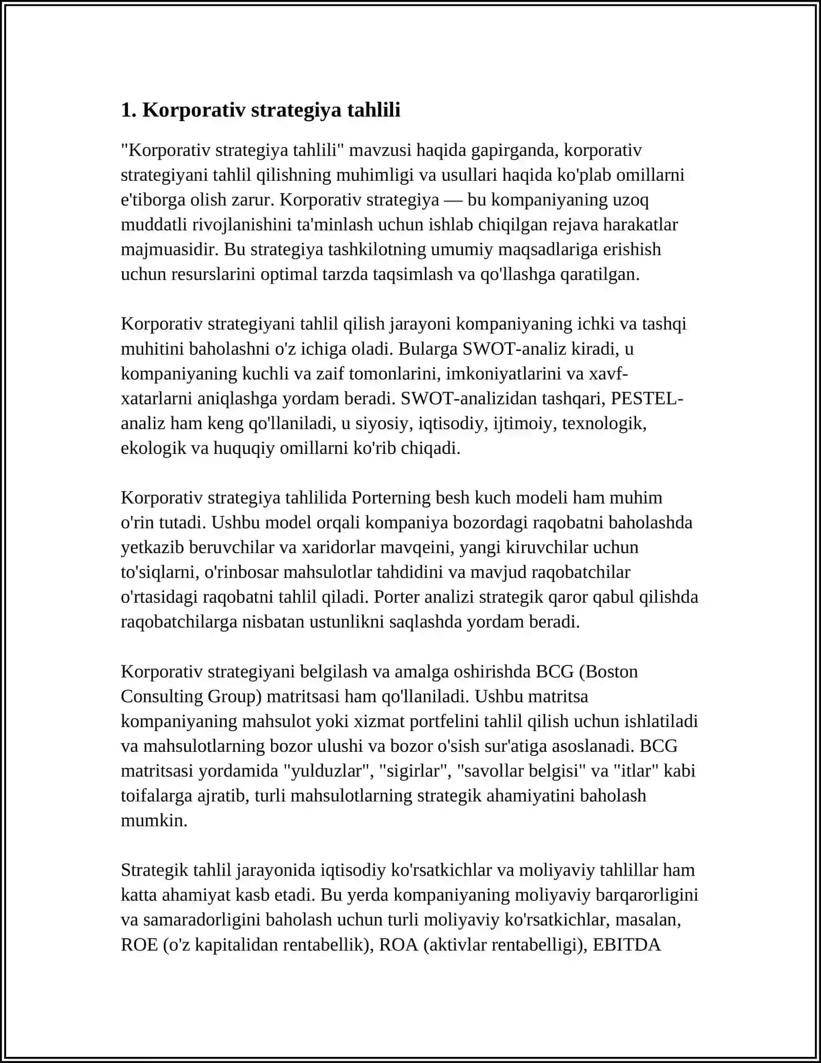 Korporativ strategiya tahlili 3