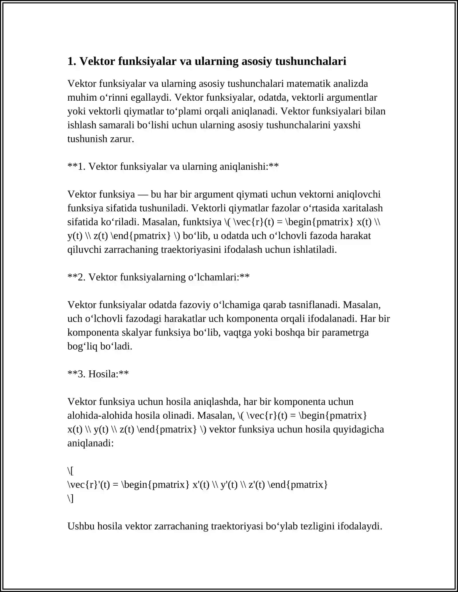 VEKTOR FUNKSIYALARINING AERODINAMIKA VA TELEKAMMUNIKASIDAGI TADBIQLARI 3