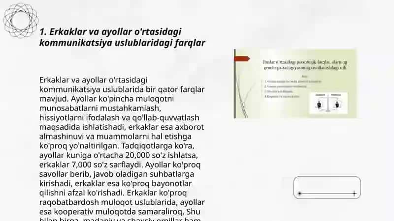 Jinsiy xulq-atvor va shaxslararo munosabatlar: erkaklar va ayollar o'rtasidagi psixologik farqlar 3