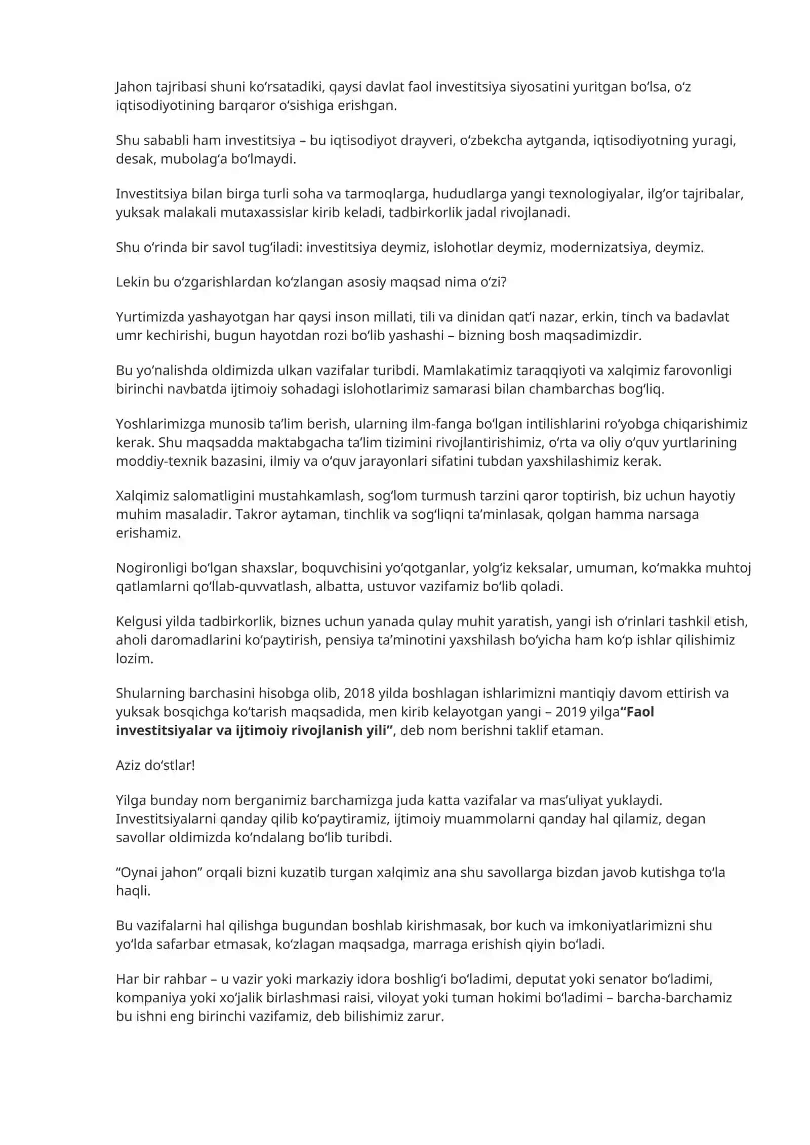 Oʻzbekiston Respublikasi Prezidentining Parlamentga Murojaatnomasi 3