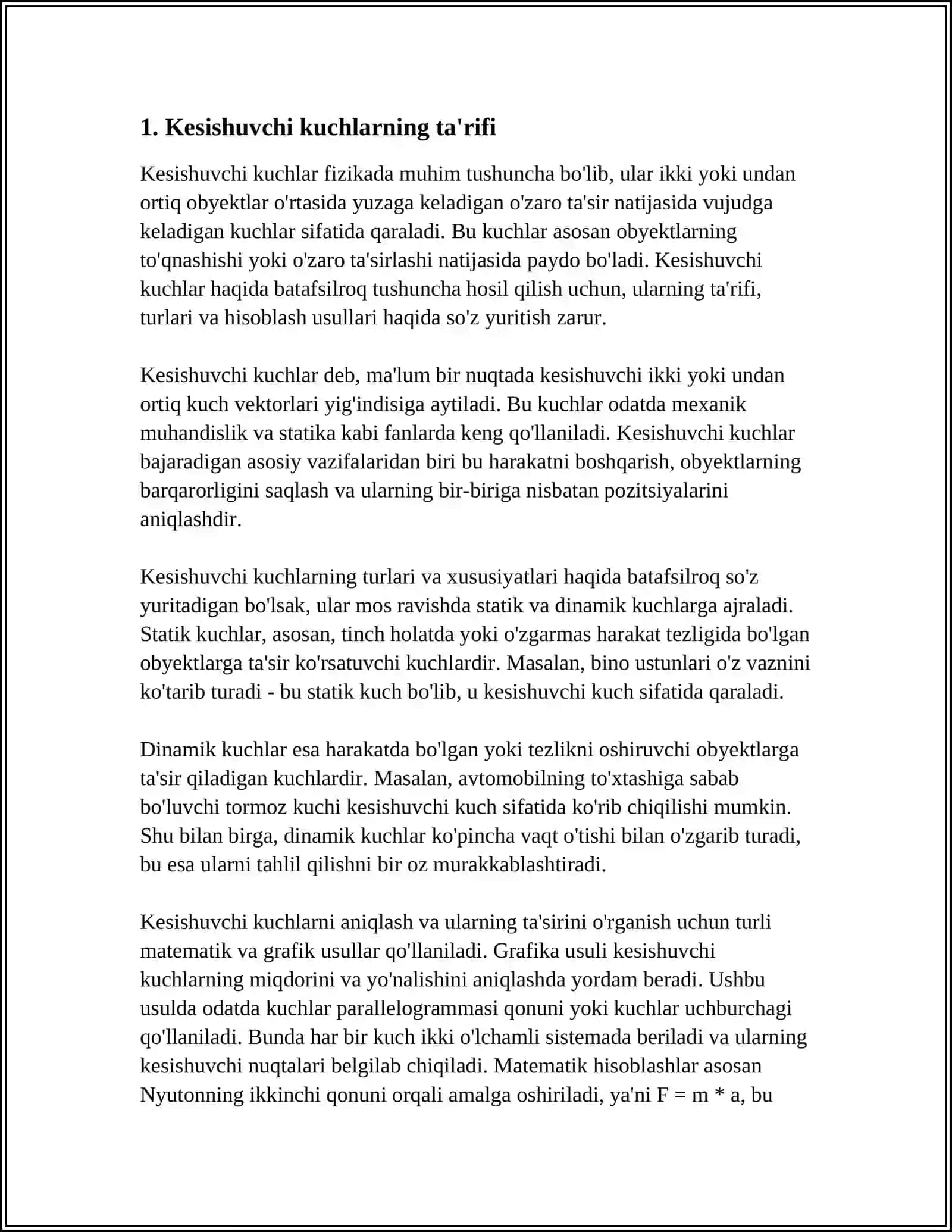 KESISHUVCHI KUCHLAR SISTEMASINING MUVOZANATI 3