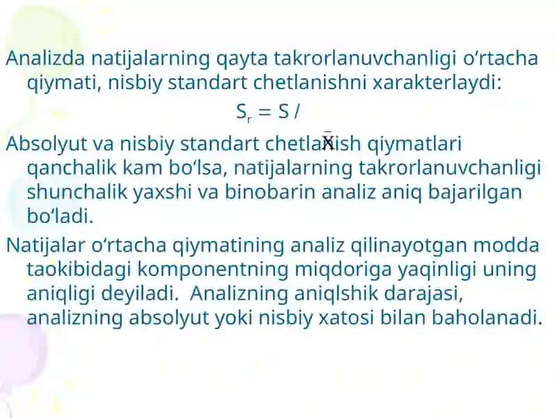 O‘LCHASH NATIJALARINI MATEMATIK STATISTIKA YO‘LI BILANQAYTA ISHLASH 3