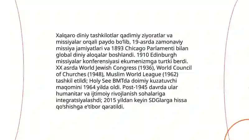 Xalqaro diniy tashkilotlar faoliyatning tarixi va ularning barqaror rivojlanish maqsadlariga erishishdagi ahamiyati 3