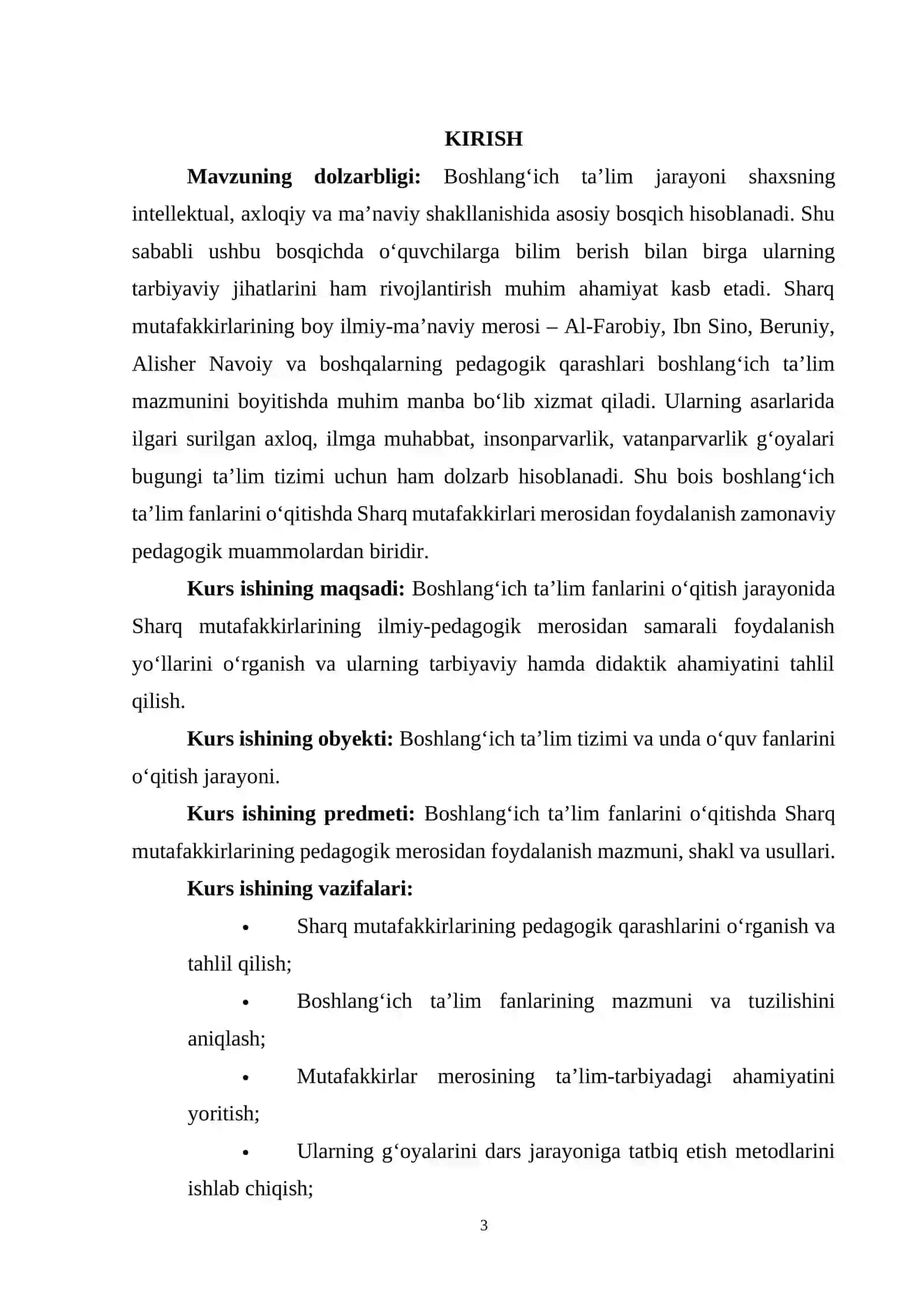 BOSHLANG’ICH TALIM FANLARINI OQITISHDA SHARQ MUTAFAKIRLARINING MEROSIDAN FOYDALANISH KURS ISHI 3