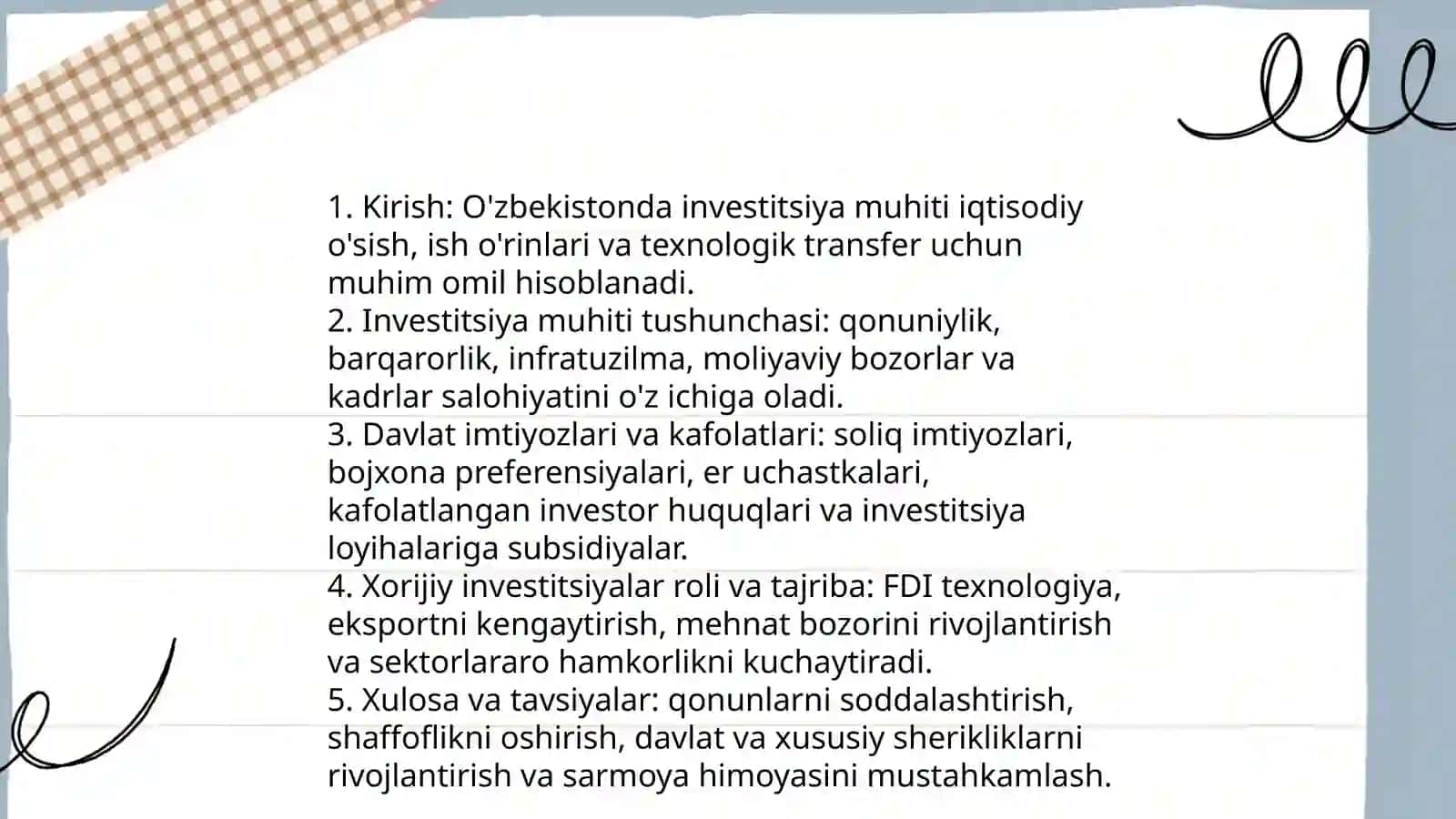 O'zbekistonda investitsiya muhiti va davlat siyosati 3