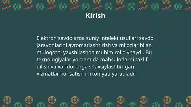 Elektron savdolarda suniy intelekt usullaridan foydalanish 3