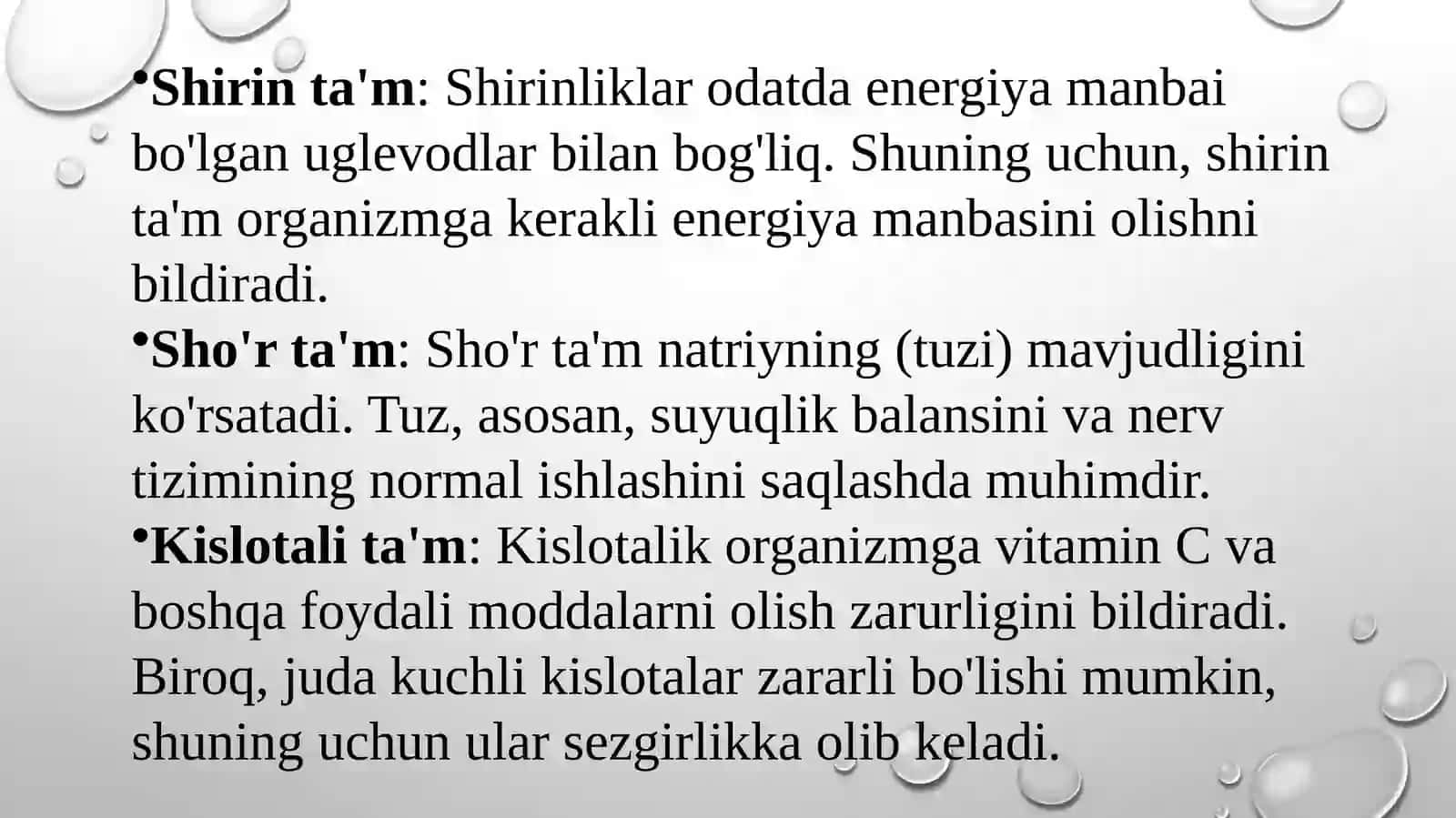 MAVZU:TA’M BILISH VA HID BILISH FUNKSIALARINING AHAMIYATI 3