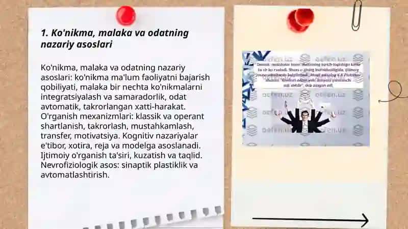 Ko'nikma, malaka va odatning nazariy asoslari 3