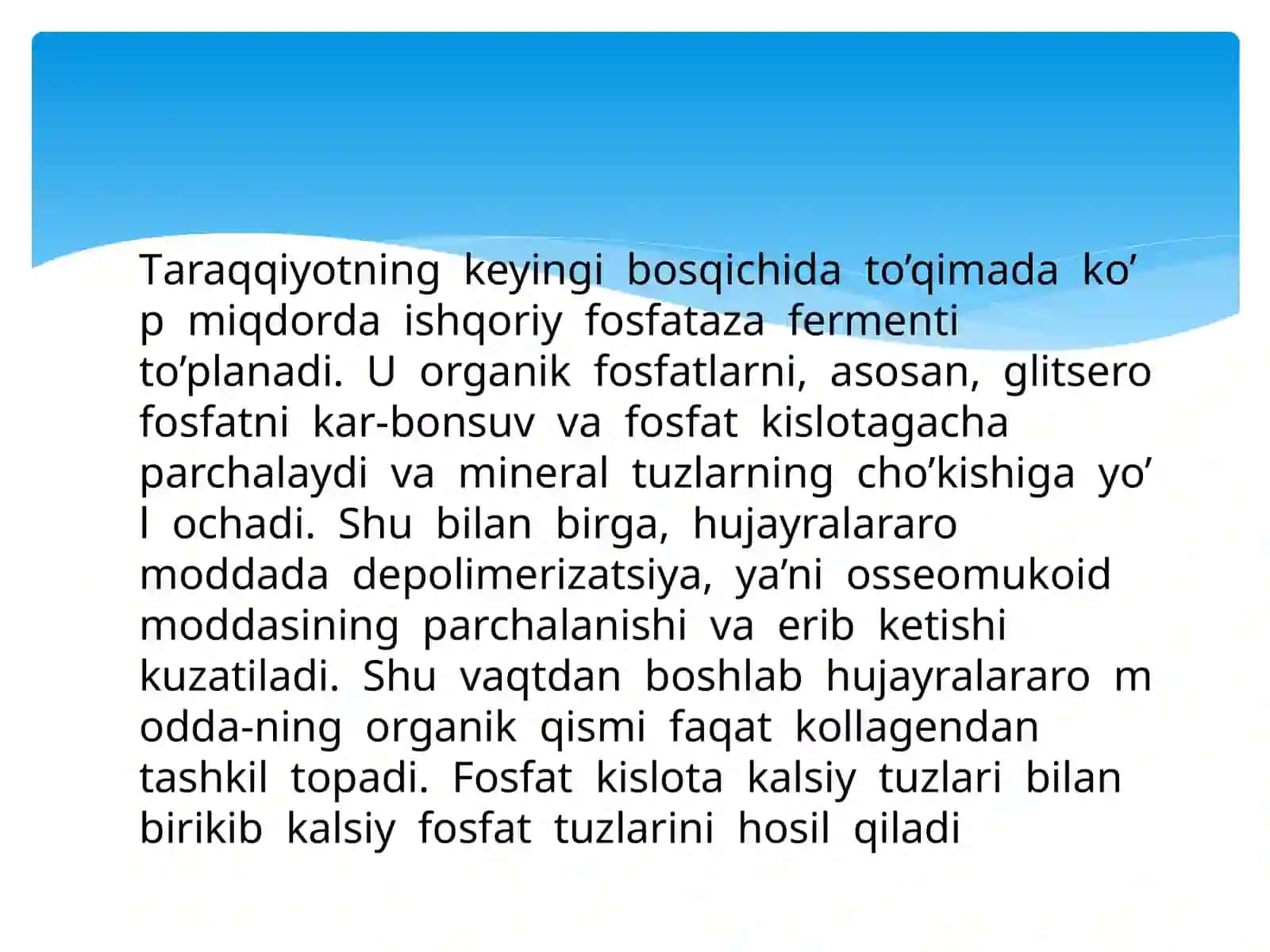 Suyak to'qimasi taraqqiyoti, regeneratsiyasi, yoshga qarab o'zgarishlari 3