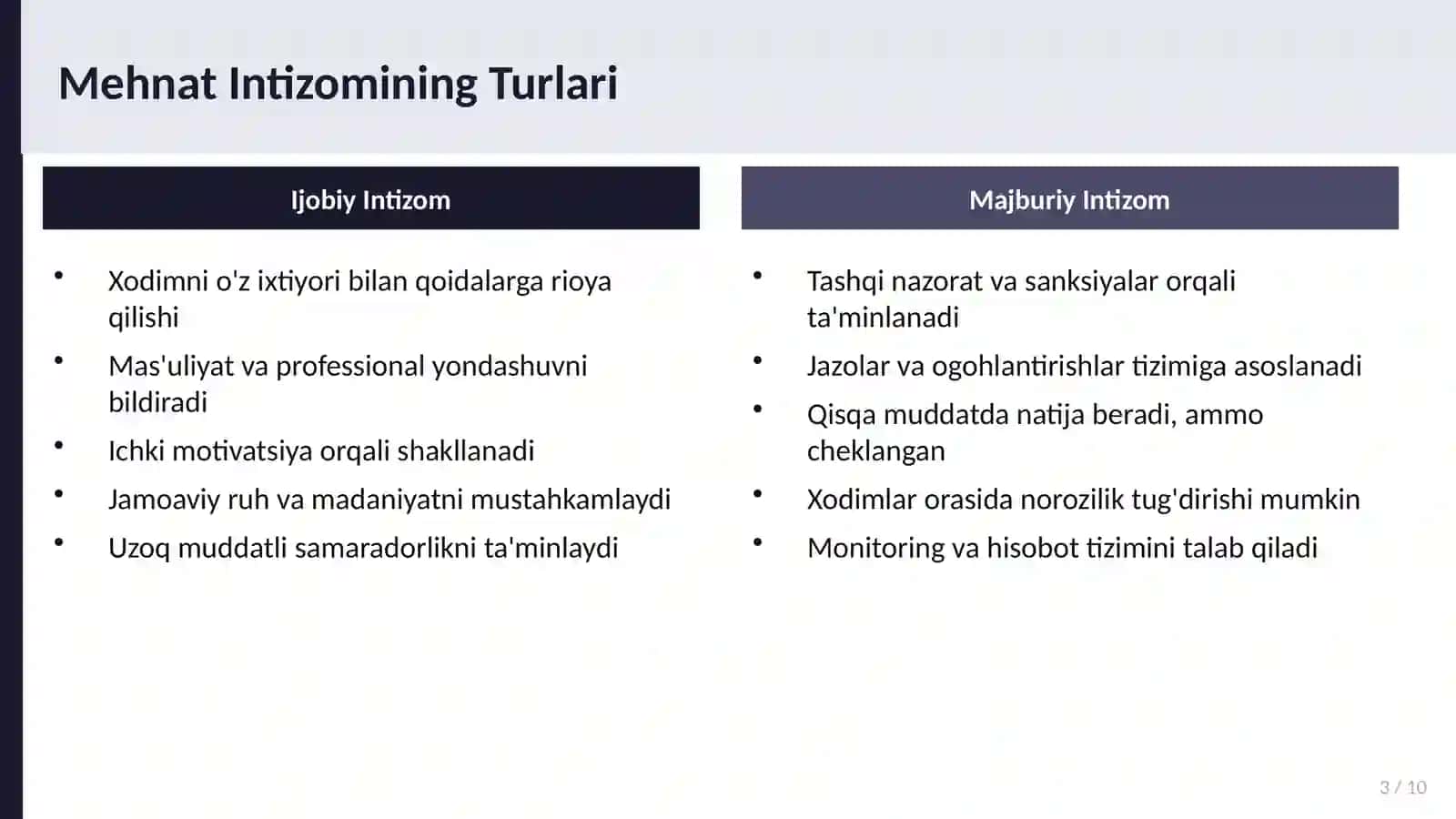 Mehnat Intizomi va Nizolarni Hal Qilish 3