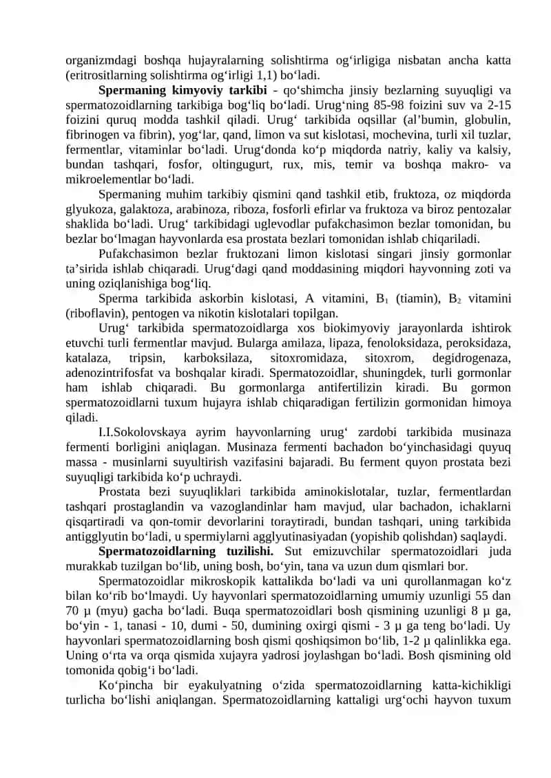 ERKAK NASLLI HAYVONDAN OLINGAN SPERMA (URUG‘) SIFATINI MAKROSKOPIK BAHOLASH 3