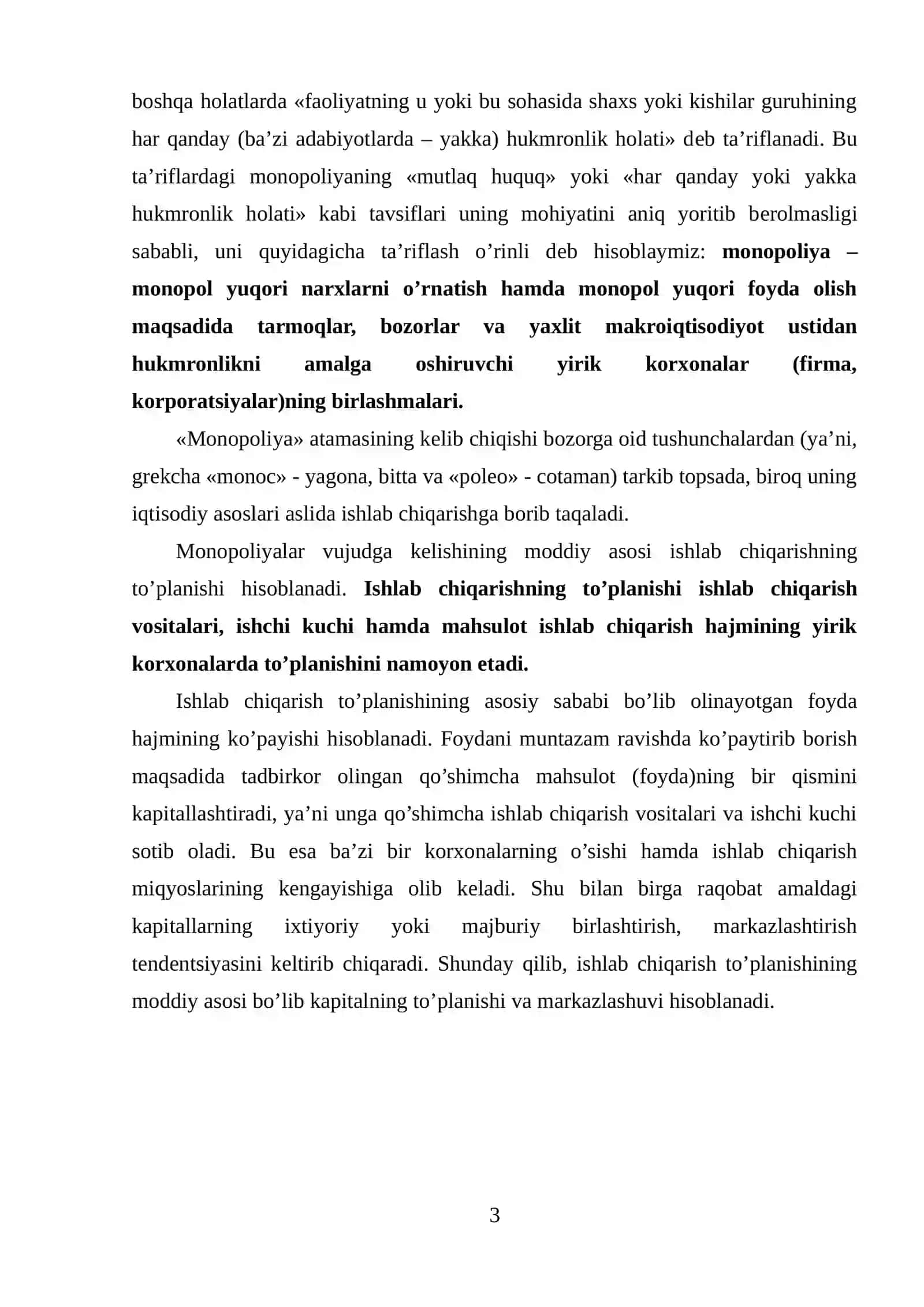Monopol narx belgilash va Raqobatlashmagan Bozor Sharoitida 3