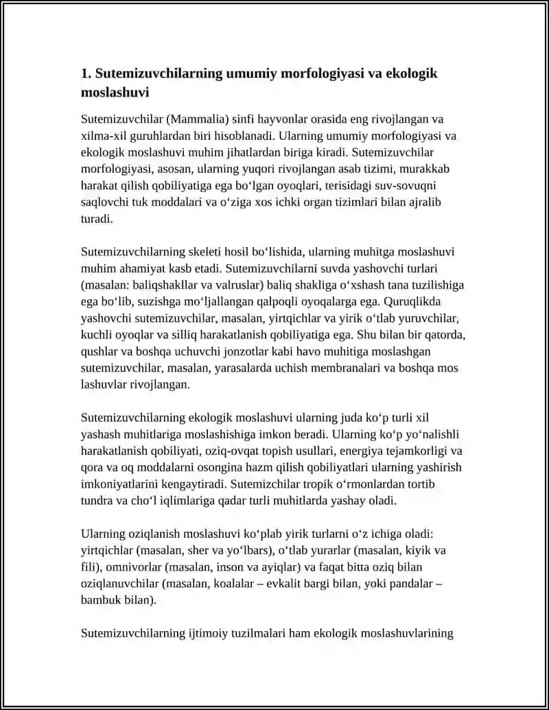 SUTEMIZUVCHILARNING EKOLOGIYASI,KELIB CHIQISHI VA EVOLUTSIYASI 3