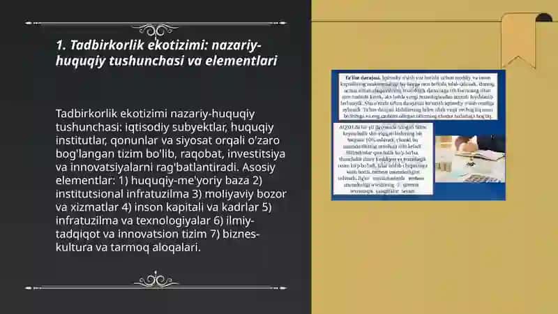 Tadbirkorlik ekotizimi va uning milliy iqtisodiyotdagi o'rni: O'zbekiston misolida tahlil 3