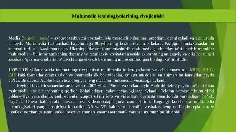 Multimediya va uning zamonaviy ta’minoti 3