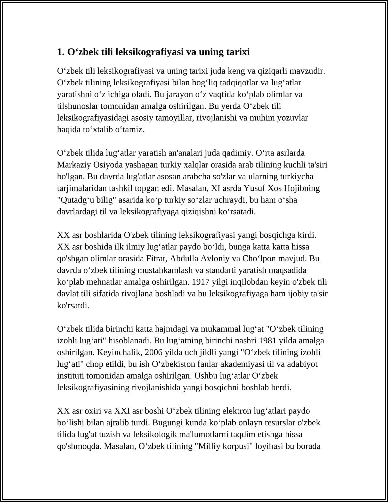 Oʻzbek Tili Leksikografiyasi va uning Rivojlanishi Haqida 3