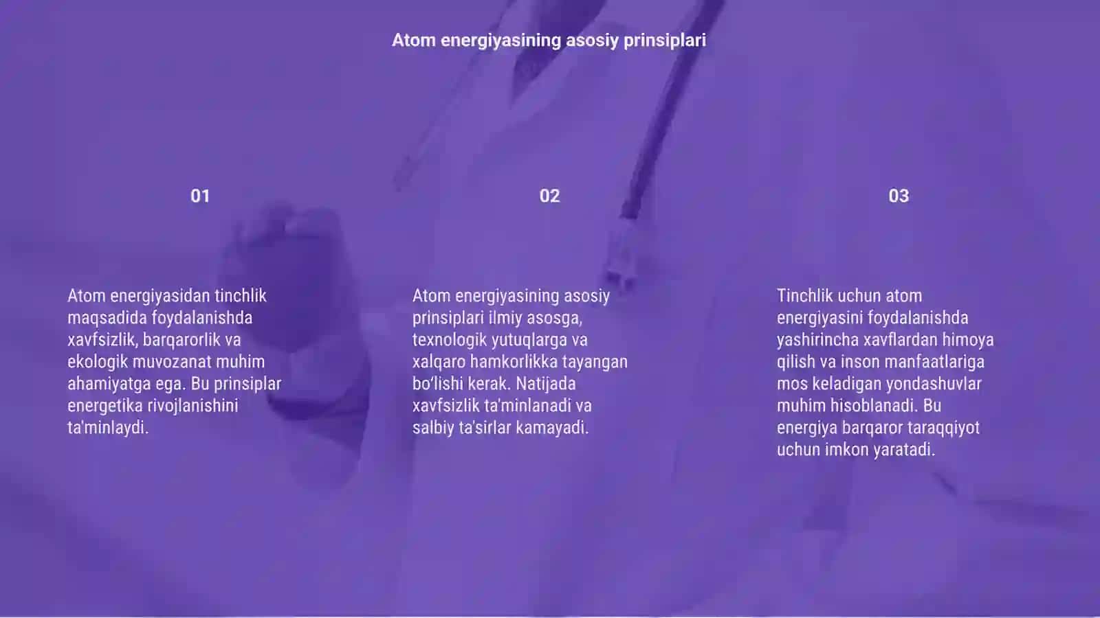 Atom energiyasidan tinchlik maqsadida foydalanish printsiplari 3
