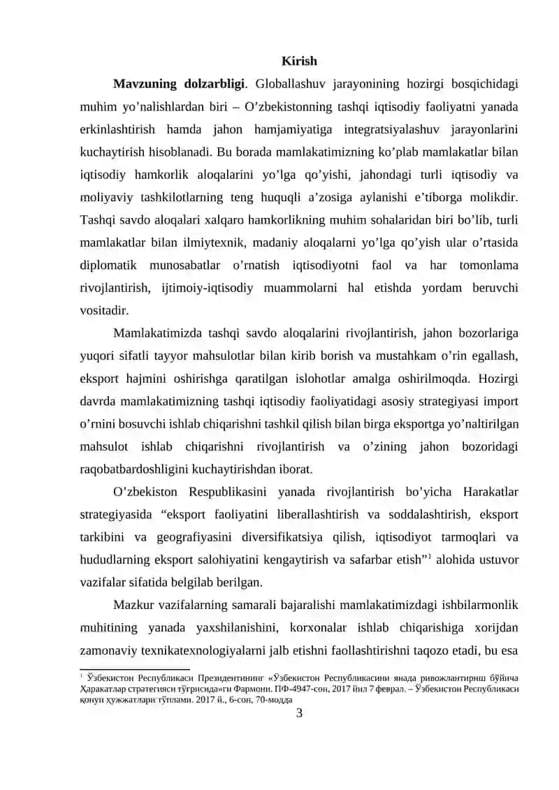 O‘ZBEKISTONNING DUNYONING RIVOJLANGAN DAVLATLARI BILAN IQTISODIY HAMKORLIGI 3