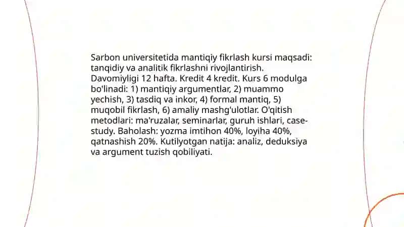 Sarbon universiteti Mantiqiy fikrlashning rivojlantirish usullari 3