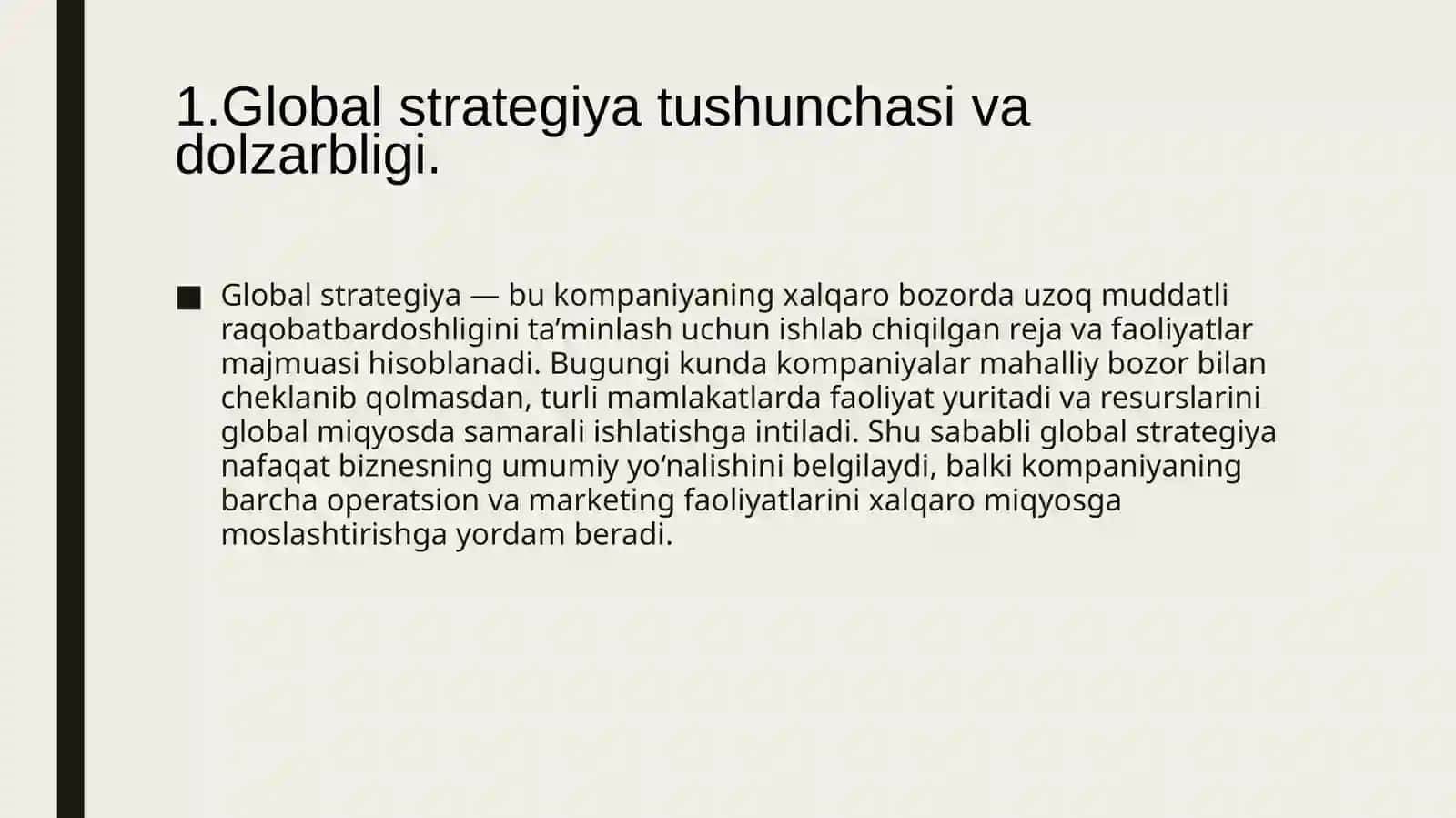 Xalqaro kompaniyalarda global strategiyalarni ishlab chiqish 3