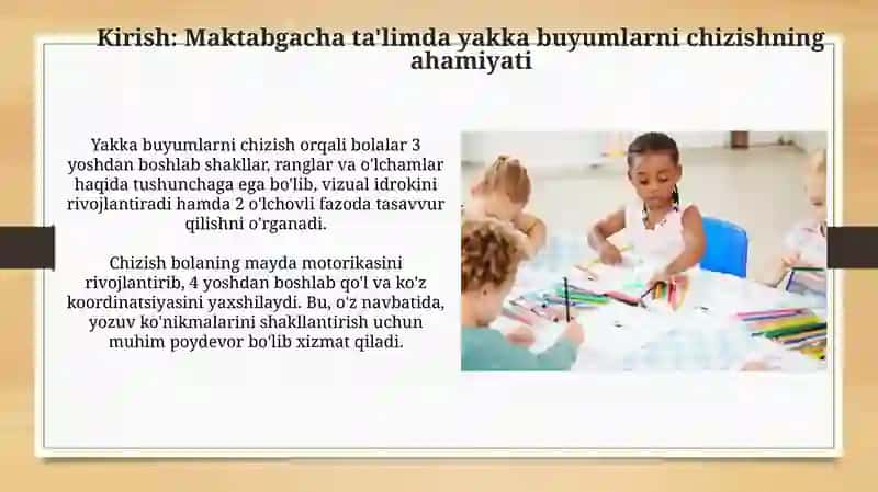 Maktabgacha ta’limda alohida predmentli rasmlar chizishga o’rgatish 3