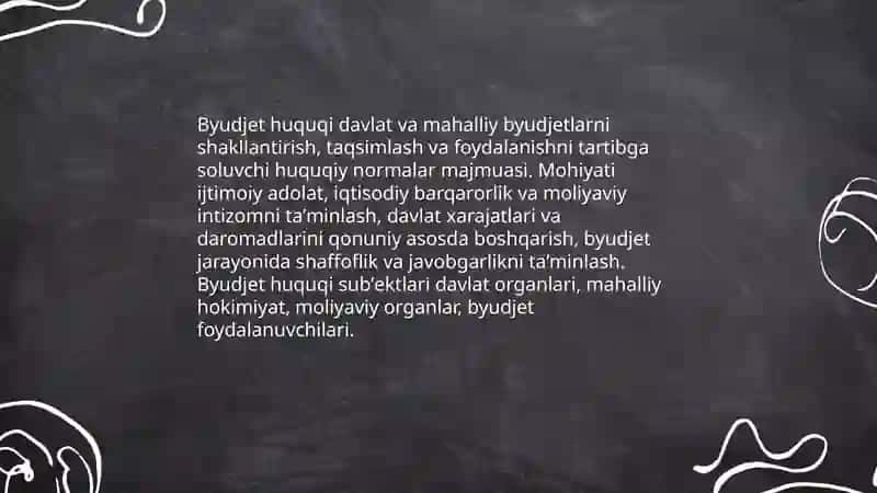Byudjet huquqining tushunchasi, predmeti va manbalari 3
