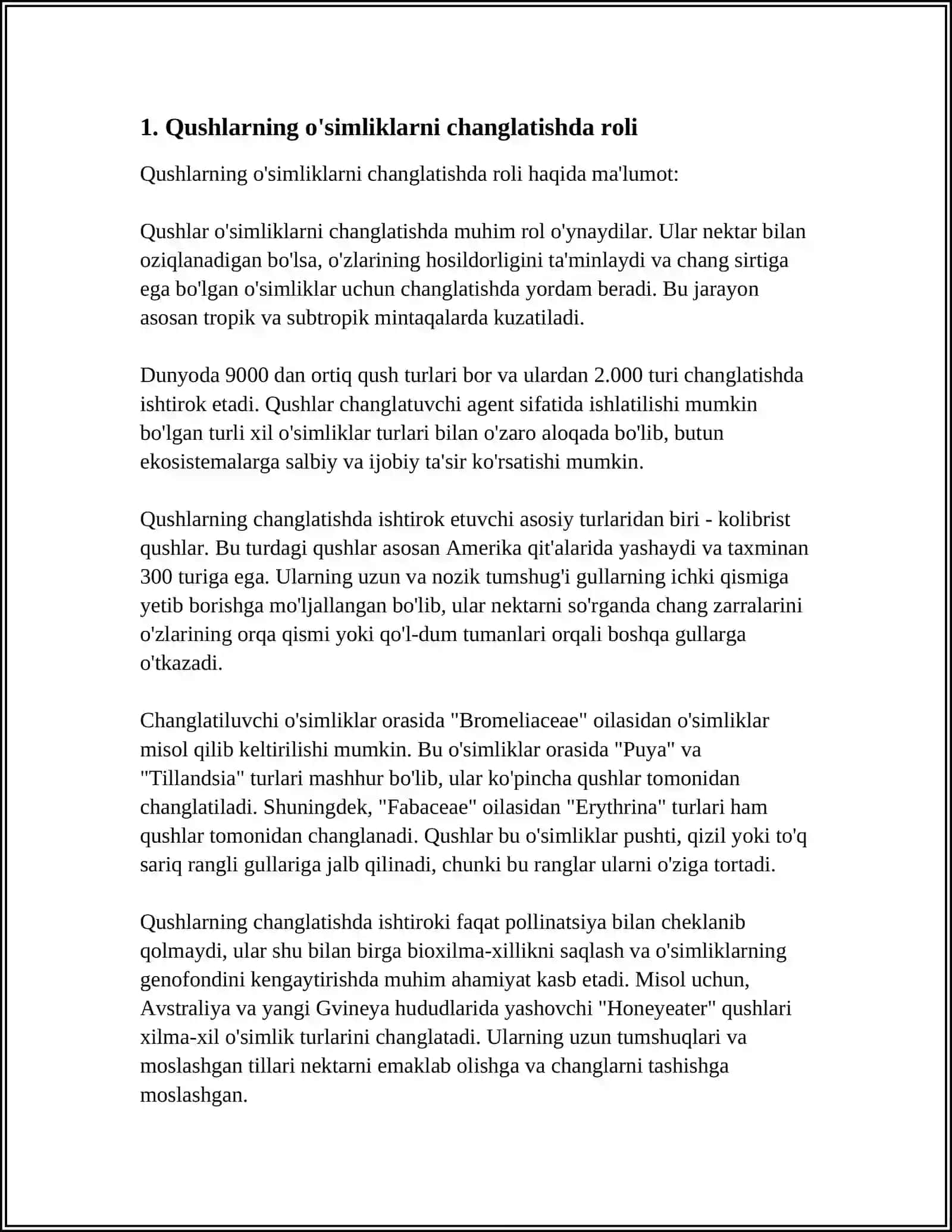 QUSHLARNING AMALIY AHAMIYATI ( TABIATDA,XALQ XOʻJALIGINING TURLI TARMOQLARIDA) 3