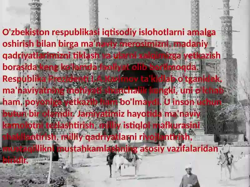 Terdutarix fakulteti O'zbekiston madaniyati va san'ati fanidan taqdimoti 3