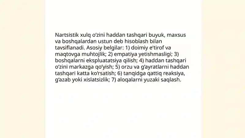 Nartsistik xulq 3