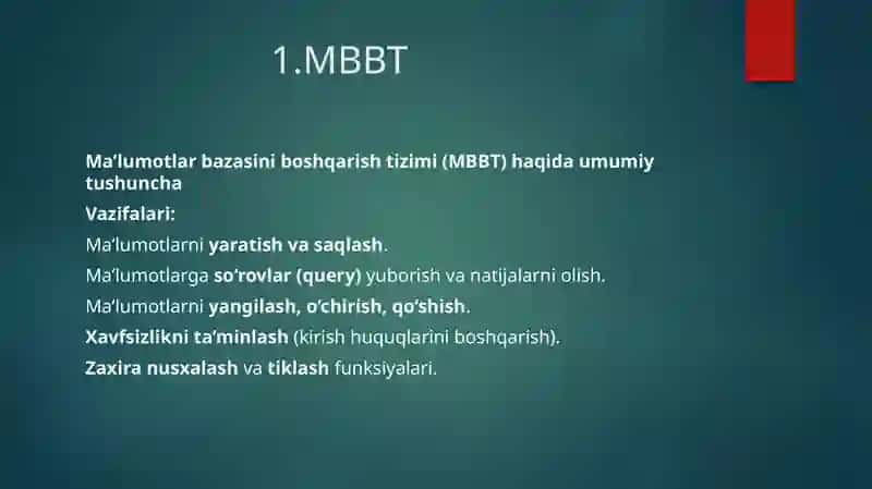 Ma’lumotlar bazasini boshqarish tizimi, ma’lumotlarni boshqarish uchun oracle dasturi 3