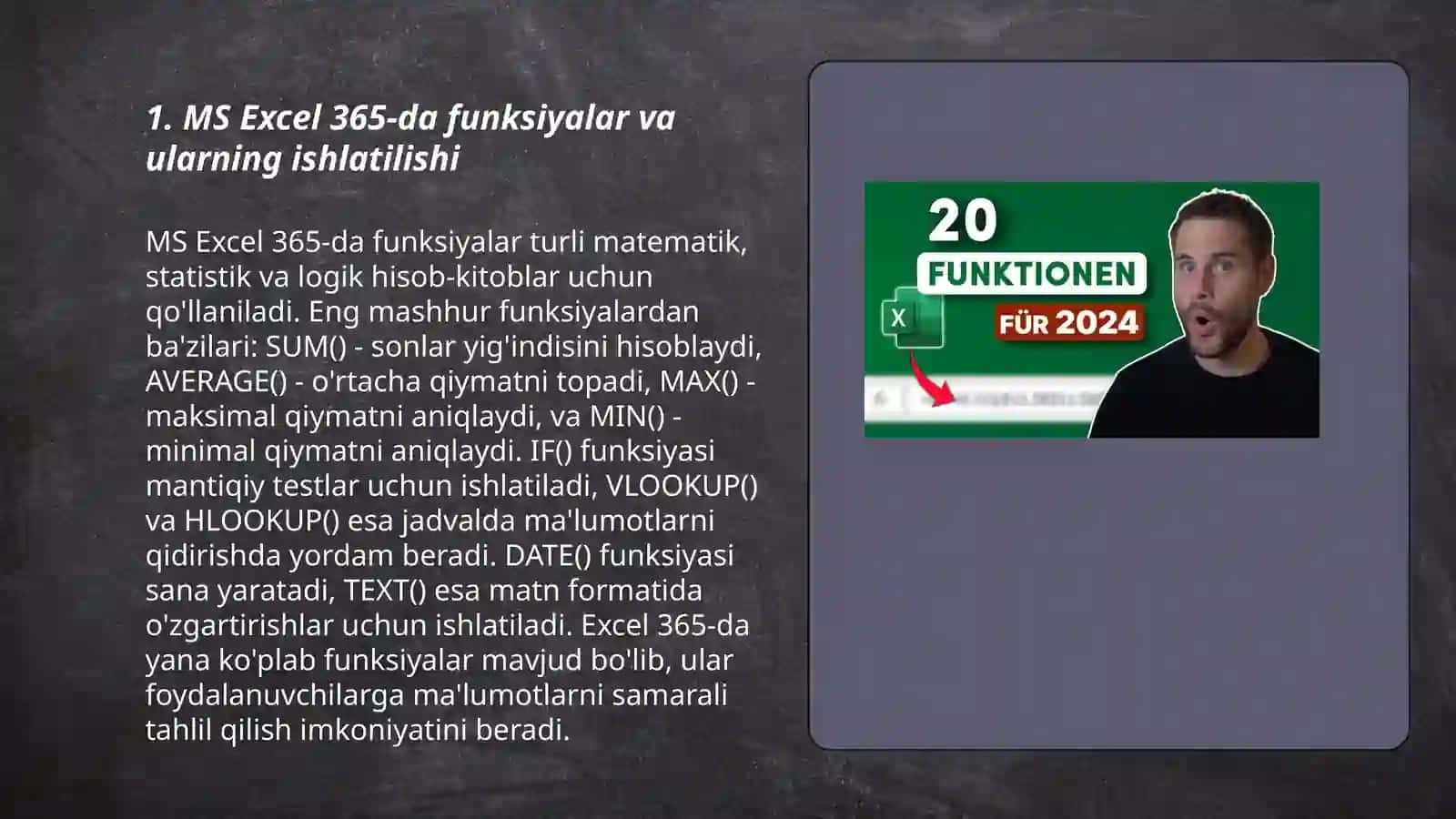 MS Excel 365 3