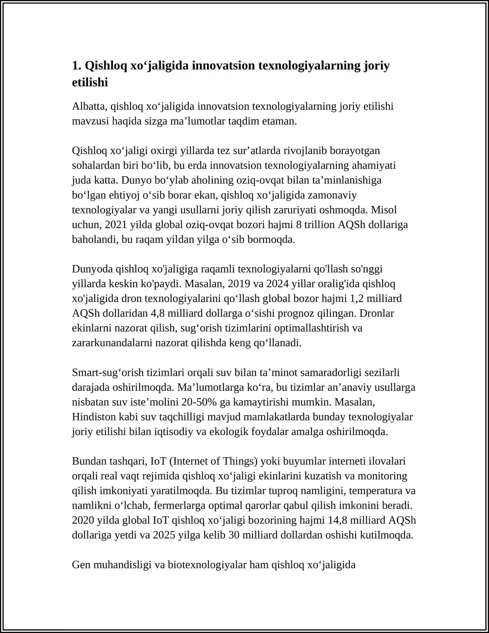 OʻZBEKISTON RESPUBLIKASIDA QISHLOQ XOʻJALIGIDAGI ISLOHOTLAR UNING VAZIFALARI VA YOʻNALISHLARI 3