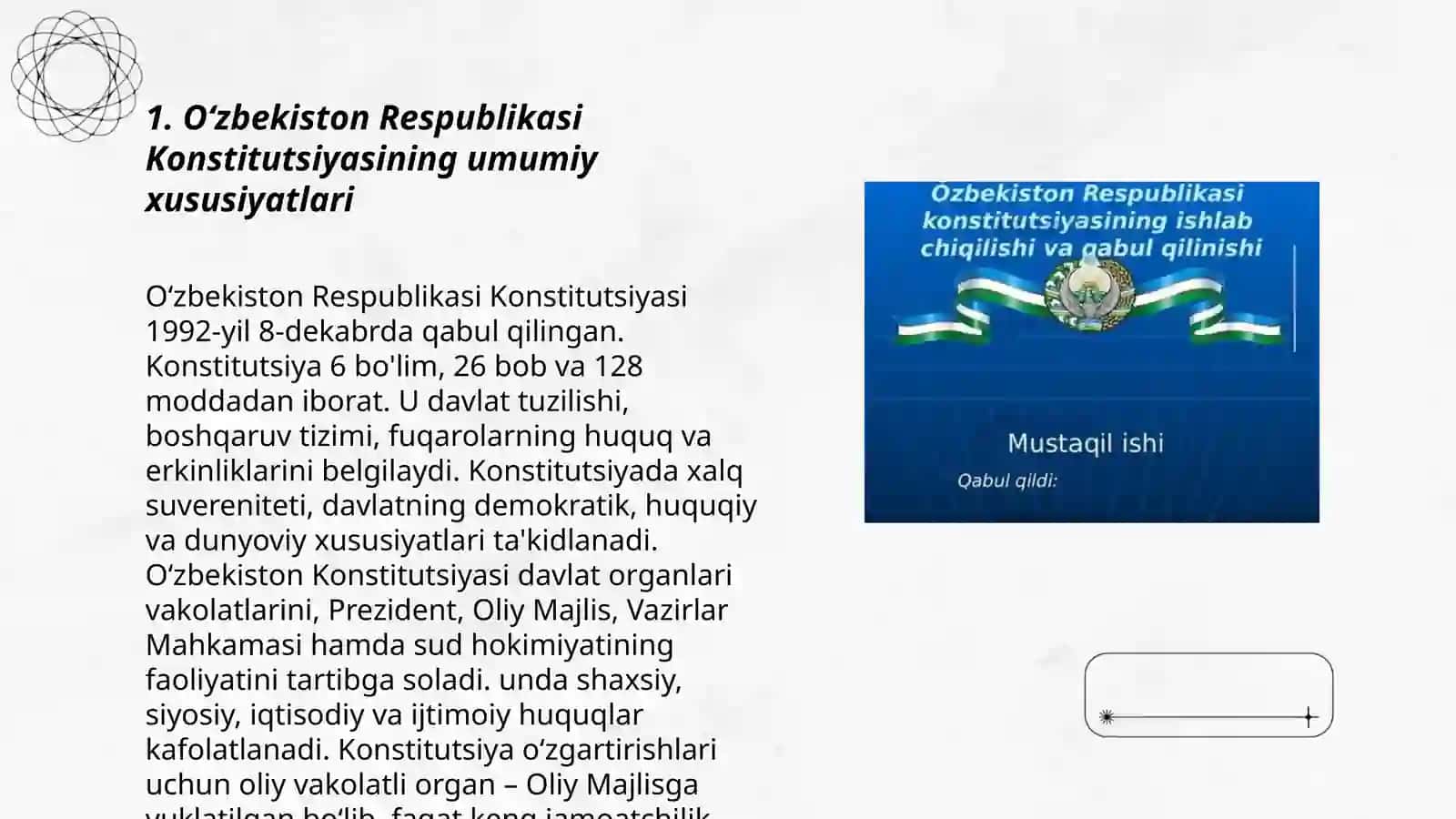 Oʻzbekiston Respublikasi Konstitutsiyasining tuzilishi va oʻziga xos xususiyatlari mavzusida qiyosiy tahlil 3
