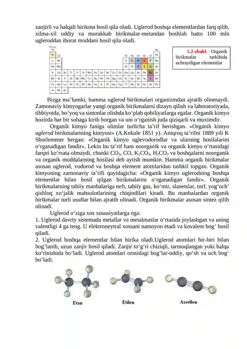 ORGANIK KIMYO FANINING PREDMETI VA UNING RIVOJLANISH TARIXI 3