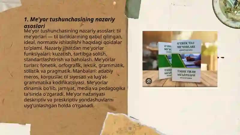 Me'yor tushunchasi. O'zbek adabiy tili me'yorlari 3
