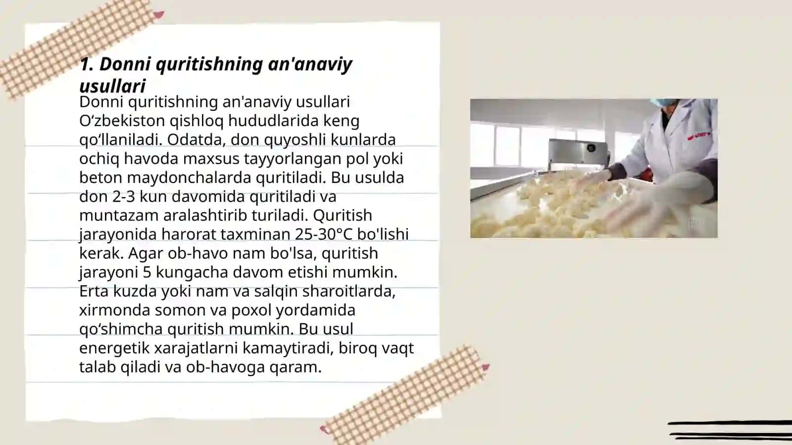 Don, Meva va Sabzavotlarni Quritish Usullari va Elektr Qurilmalarining Ishlash Printsipi 3