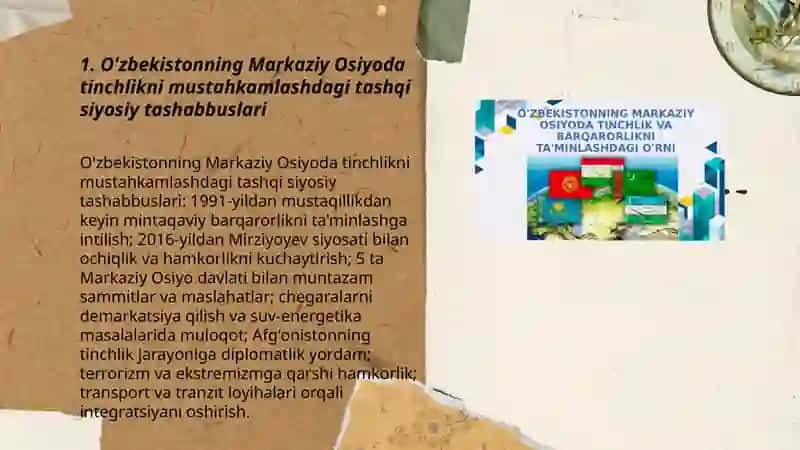 O'zbekistonning Markaziy Osiyoda tinchlik va barqarorlikni ta'minlashdagi õrni 3