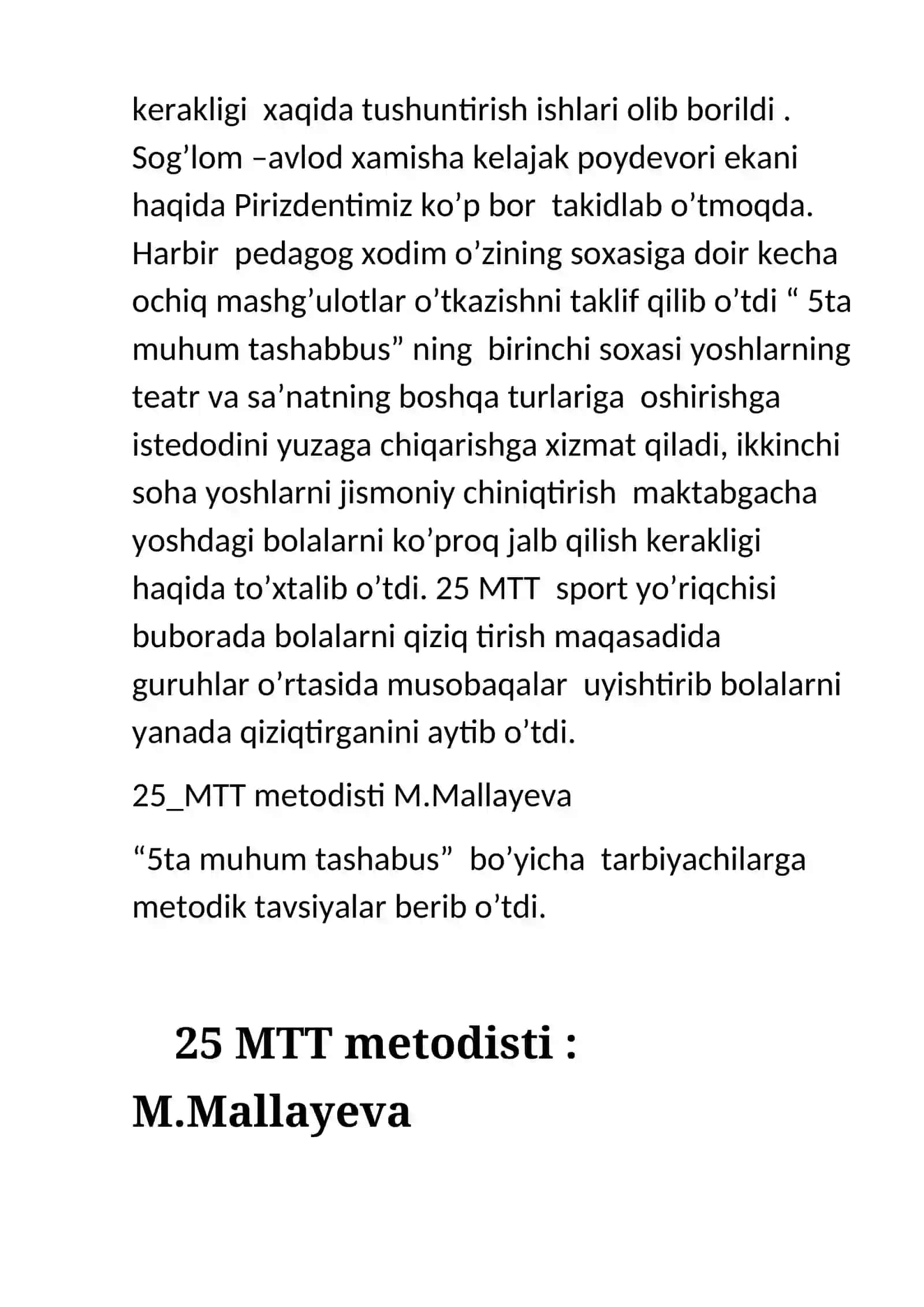 "5 ta muhum tashabbus" bo'yicha Xisoboti 3