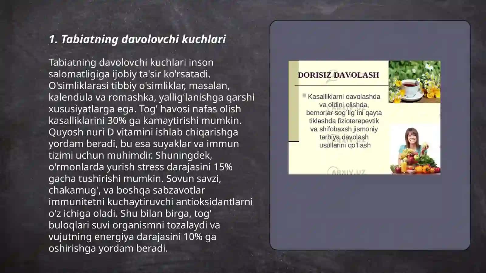 Tabiatning sogʻlomlashtirivchi kuchlarni va gigenik omillar 3