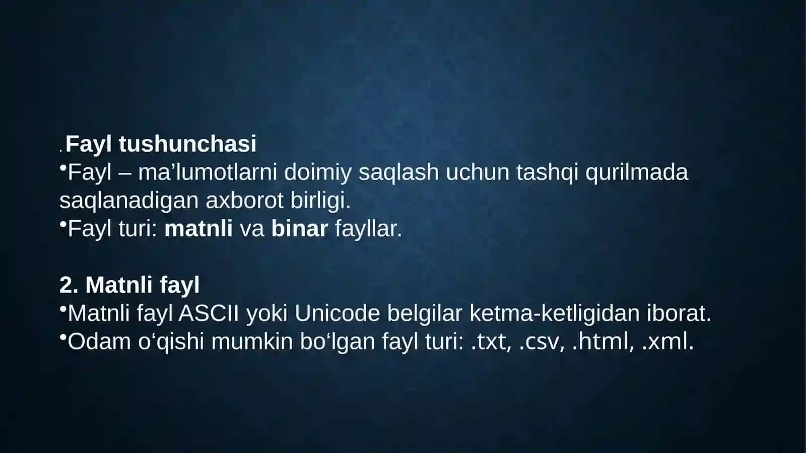 Fayllar bilan ishlash ma'noni o'rganish 3