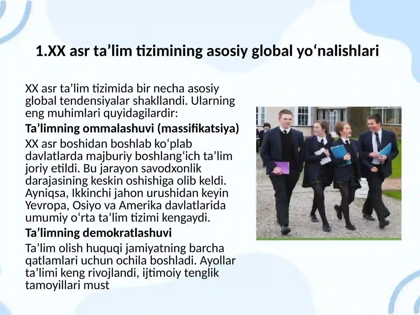 XX asr jahon ta'lim tizimida global tendensiyalar 3