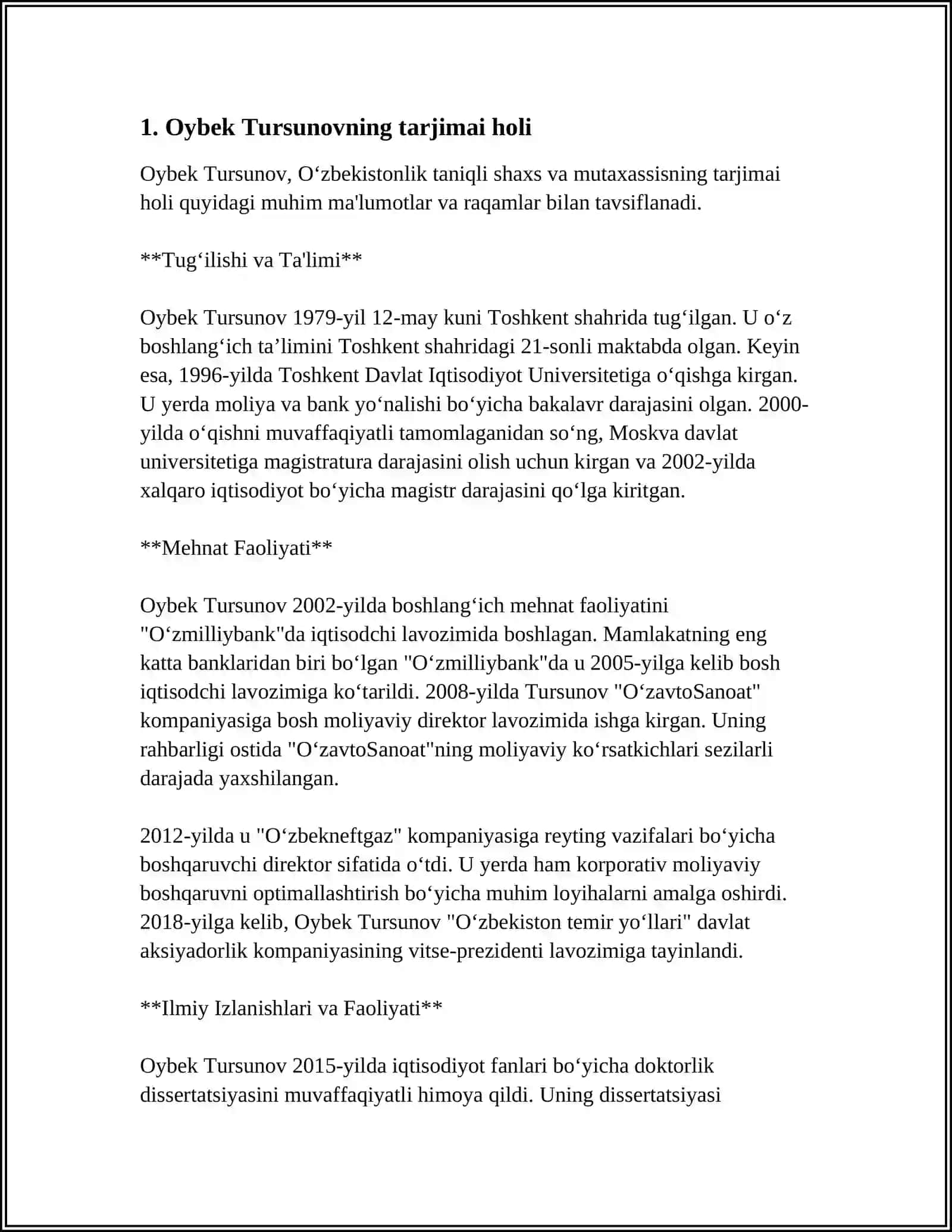 REFERAT Mavzu: OYBEK TURSUNOV RAVSHANBEK OʻGʻLI 3