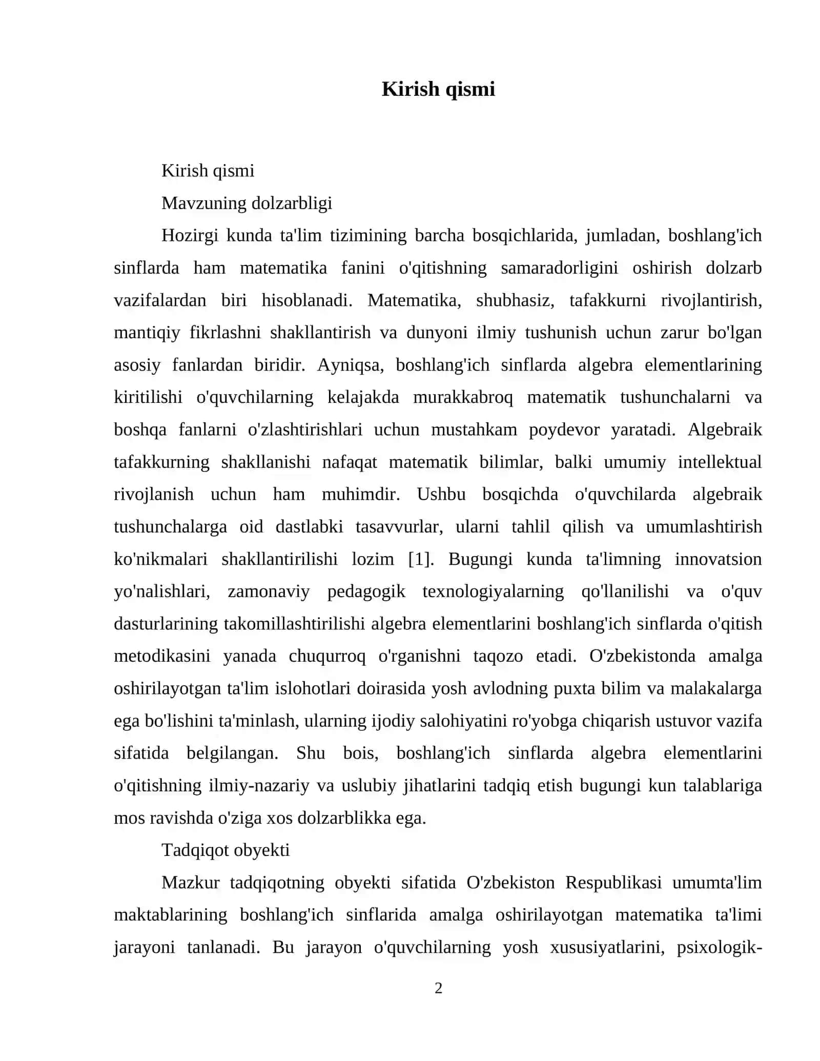 Algebra elementlarini boshlang'ich sinflarda öqitish metodikasi 3