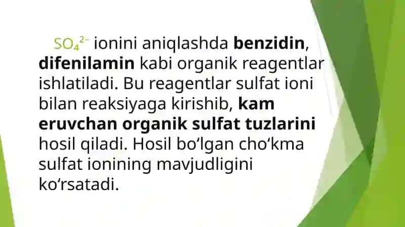 SO42-ning organik reagentlar bilan ochish reaksiyalari 3
